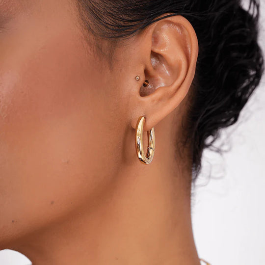 Fiora Mini Hoop Earrings Plated in 18K Gold