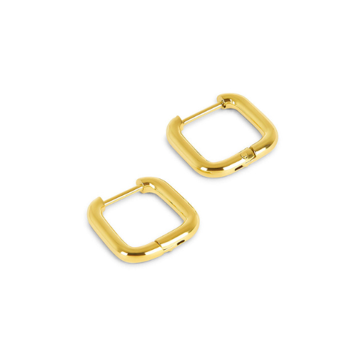 Square Hoop Earrings Plated in 18K Gold