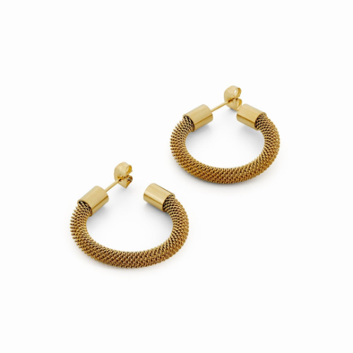 18K Gold-Plated Mesh Hoop Earrings