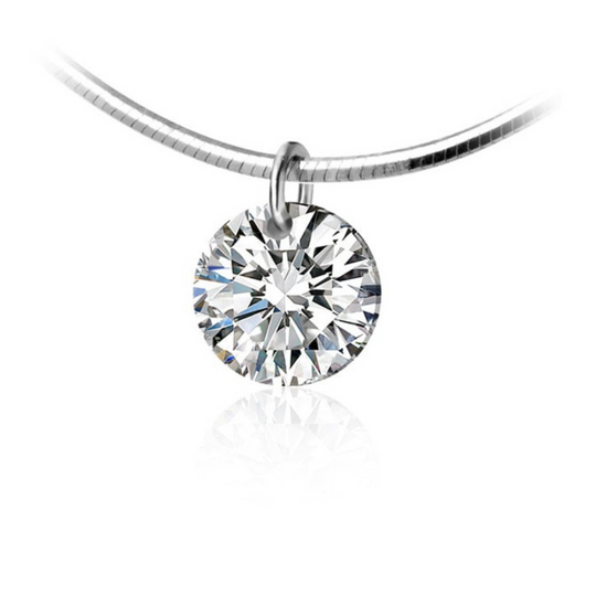 Adjustable Crystal Zirconia Point of Light Necklace in Silver