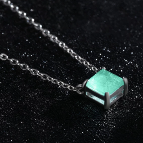 Silver Necklace with Paraíba Tourmaline Pendant