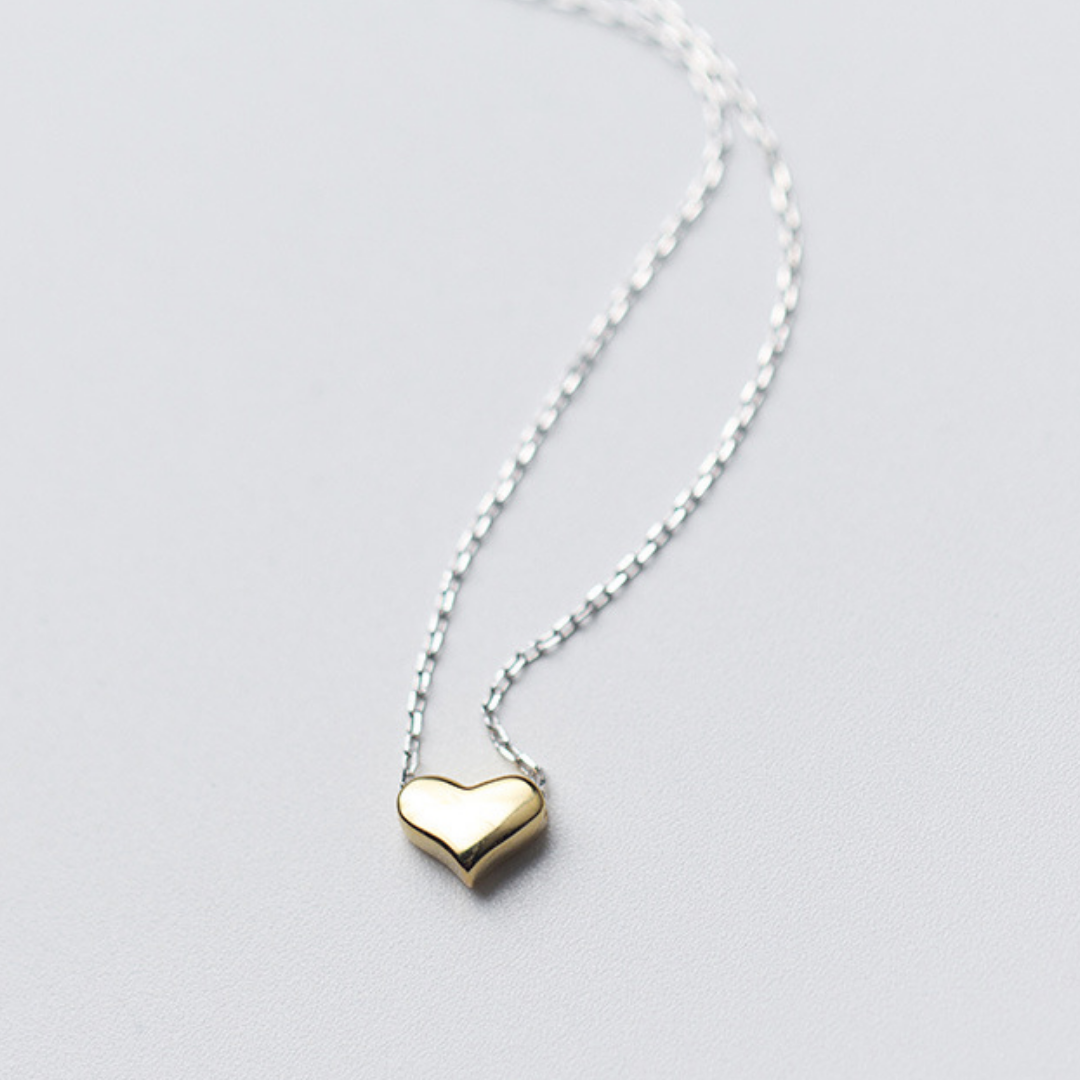 Golden Heart Necklace with Silver Chain