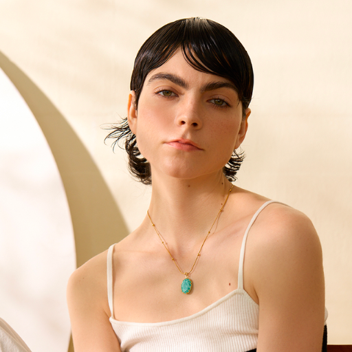 Blue Amazonite Natural Stone Pendant Necklace