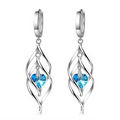 Silver Blue Heart Earrings with Kyanite Stone