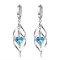 Silver Blue Heart Earrings with Cyanite Stone