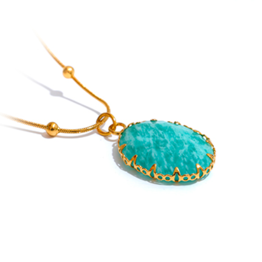 Blue Amazonite Natural Stone Pendant Necklace