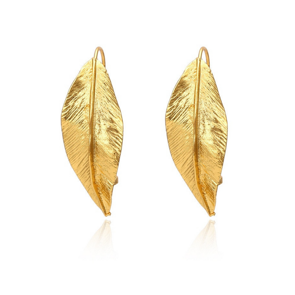 Luks Leaf Earrings Gold Plated in 18K