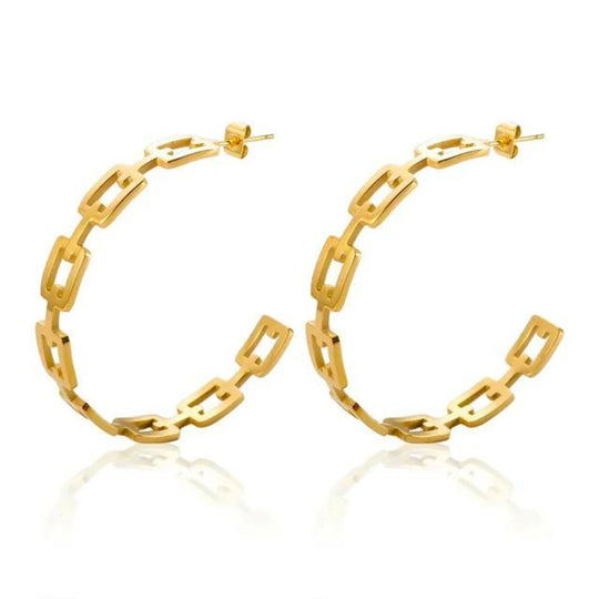 18K Gold-Plated Link Hoop Earrings