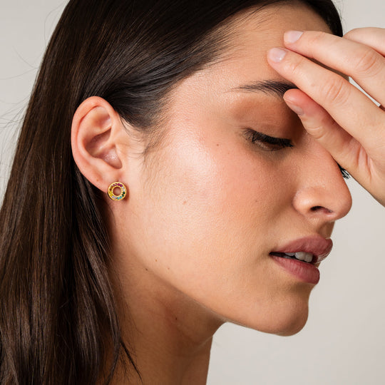 Colourful Cubic Zirconia Earrings Plated in 18K Gold