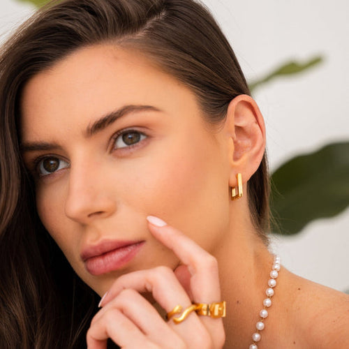 18K Gold Plated Square Earrings