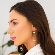 Minimalist Rectangular Earrings Plated in 18K Gold