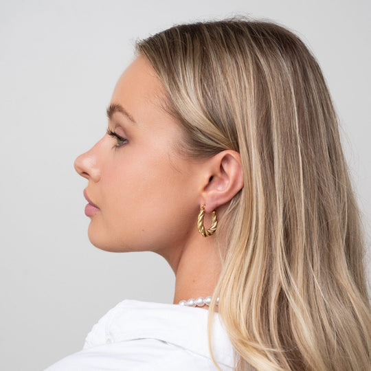 Twisted Hoop Earrings Plated in 18K Gold