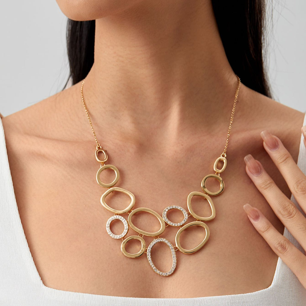 Luxe Irregular Circles Necklace with Zirconias