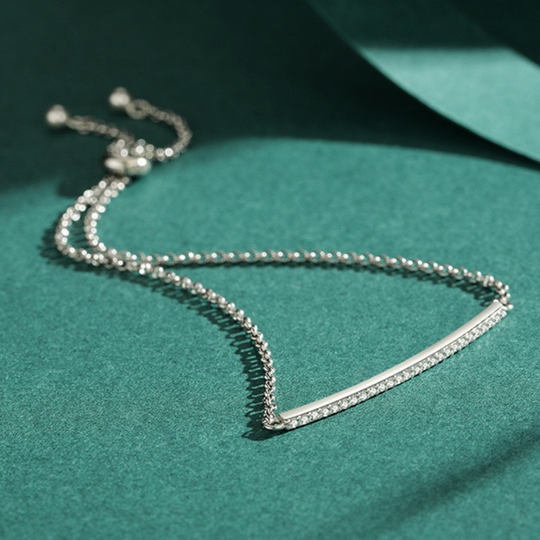 Adjustable Cubic Zirconia Silver Bracelet
