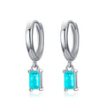 Silver Hoop Earrings with Blue Paraíba Tourmaline Pendant