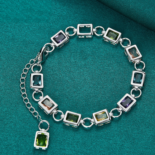 Colourful Crystal Silver Bracelet