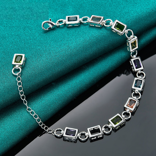 Colourful Crystal Silver Bracelet