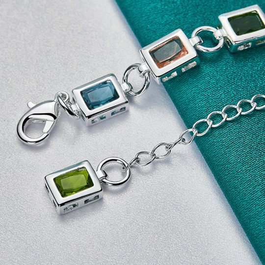 Colourful Crystal Silver Bracelet