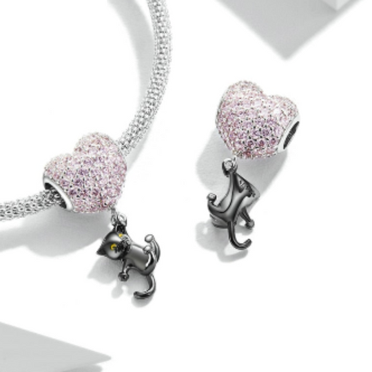 Cat Pendant Charm - 925 Silver