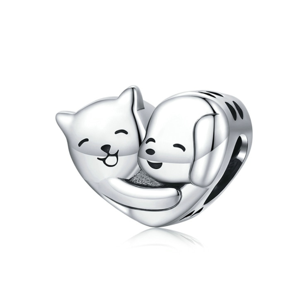 Hugging Pets Charm - 925 Silver