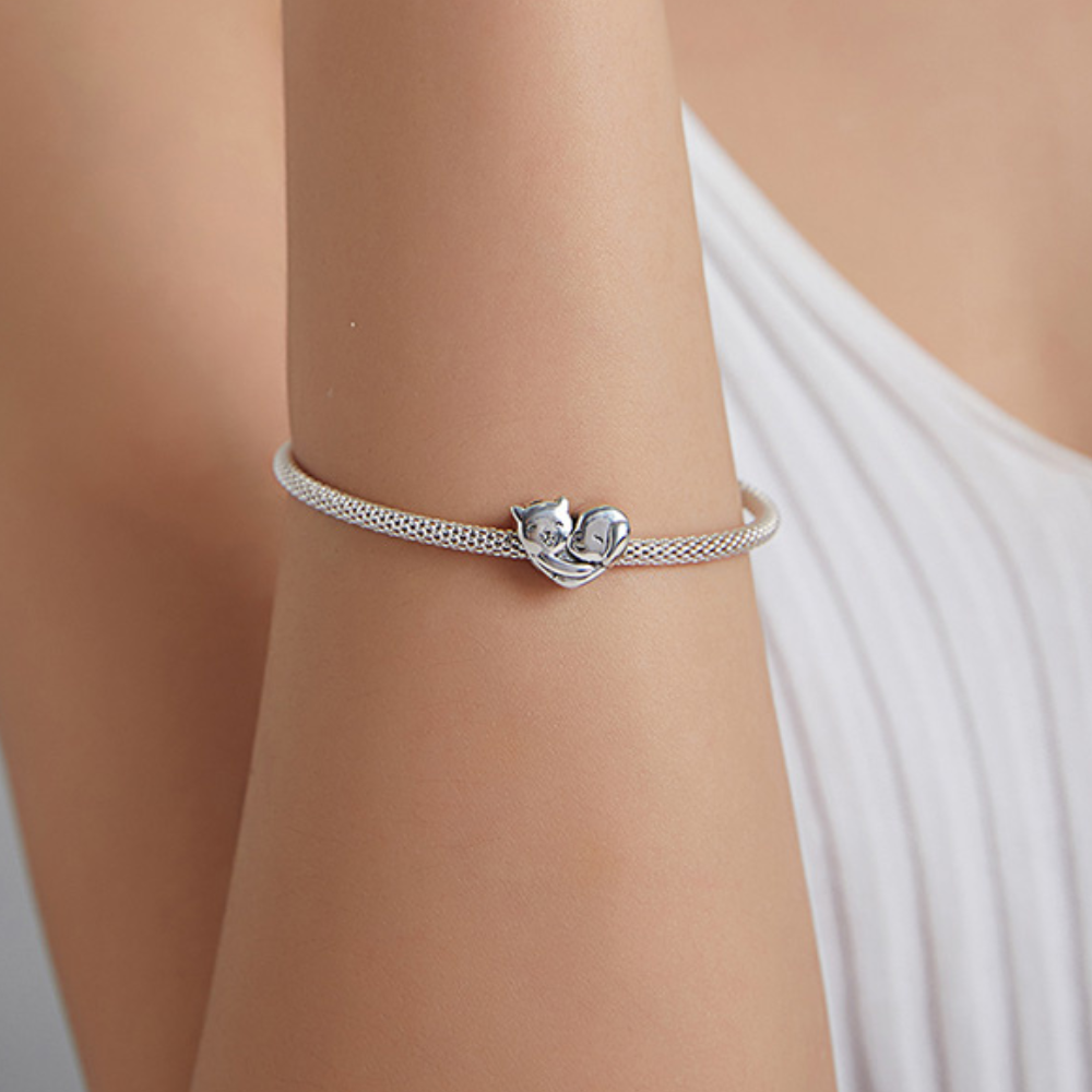 Hugging Pets Charm - 925 Silver