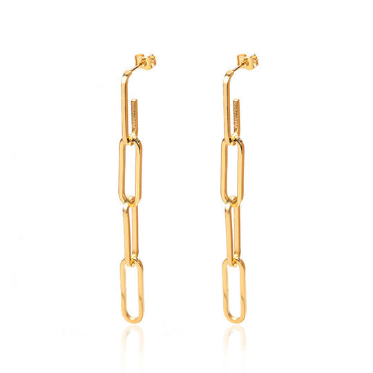 Gold Chain Earrings Plated in 18K Gold