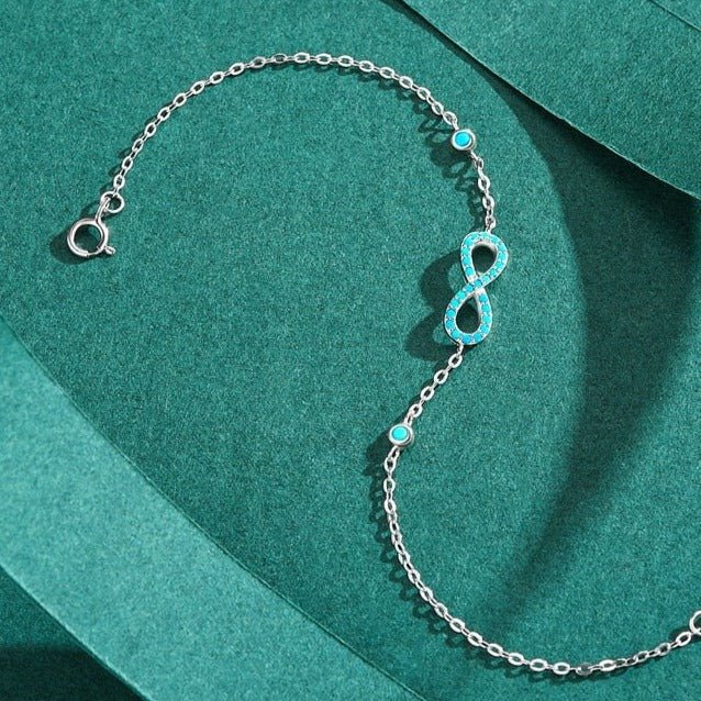 Silver Infinity Bracelet with Turquoise