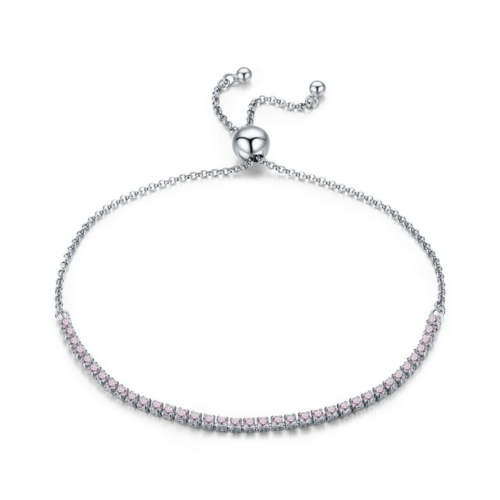 Trendy Adjustable Bracelet with Cubic Zirconia in Silver